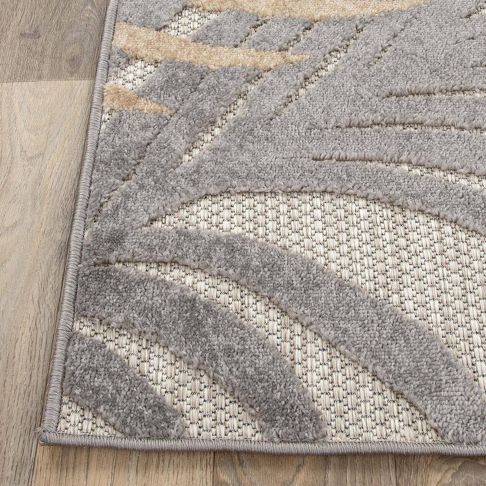 Tropical Floral Gray Synthetic 2'x7' Indoor/Outdoor Runner Rug