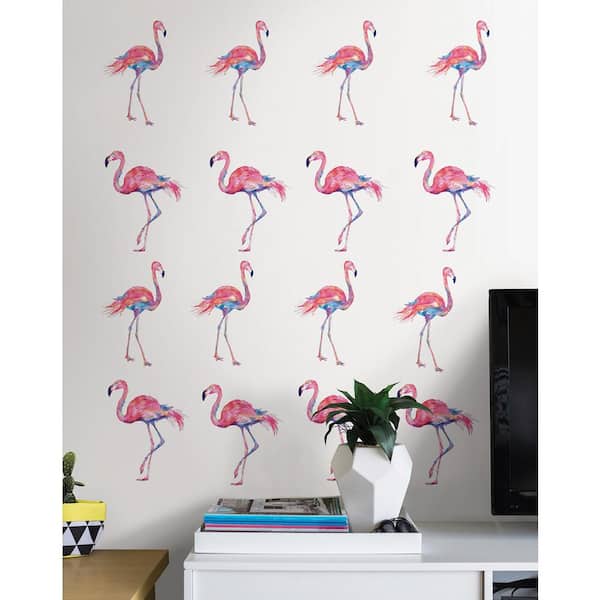 WallPops 19.5 in. x 34.5 in. Pink Flamingo Wall Decal