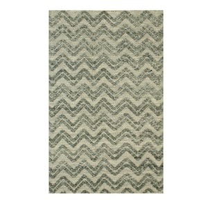 Handmade Wool Green 5 ft. x 8 ft. Contemporary Geometric Andrea Area Rug
