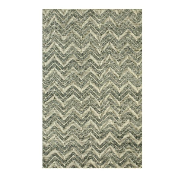 EORC Handmade Wool Green 5 ft. x 8 ft. Contemporary Geometric Andrea Area Rug