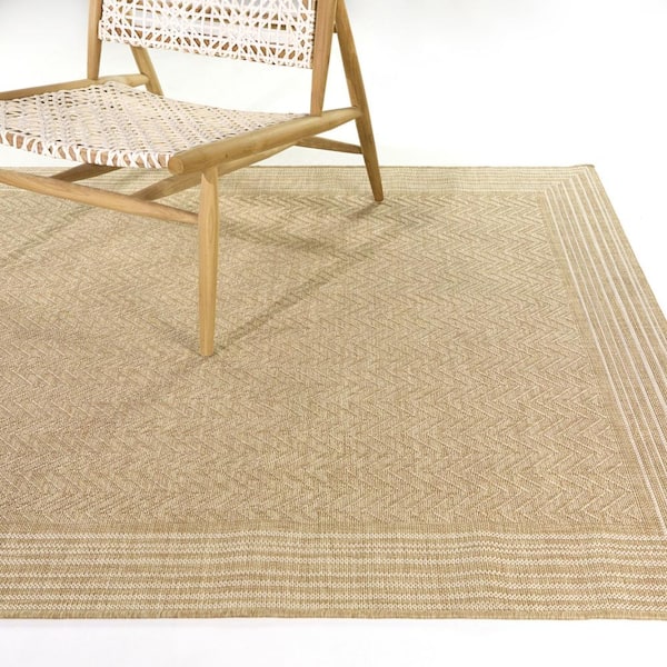 Alois Tan 5 ft. x 7 ft. Chevron Indoor/Outdoor Area Rug