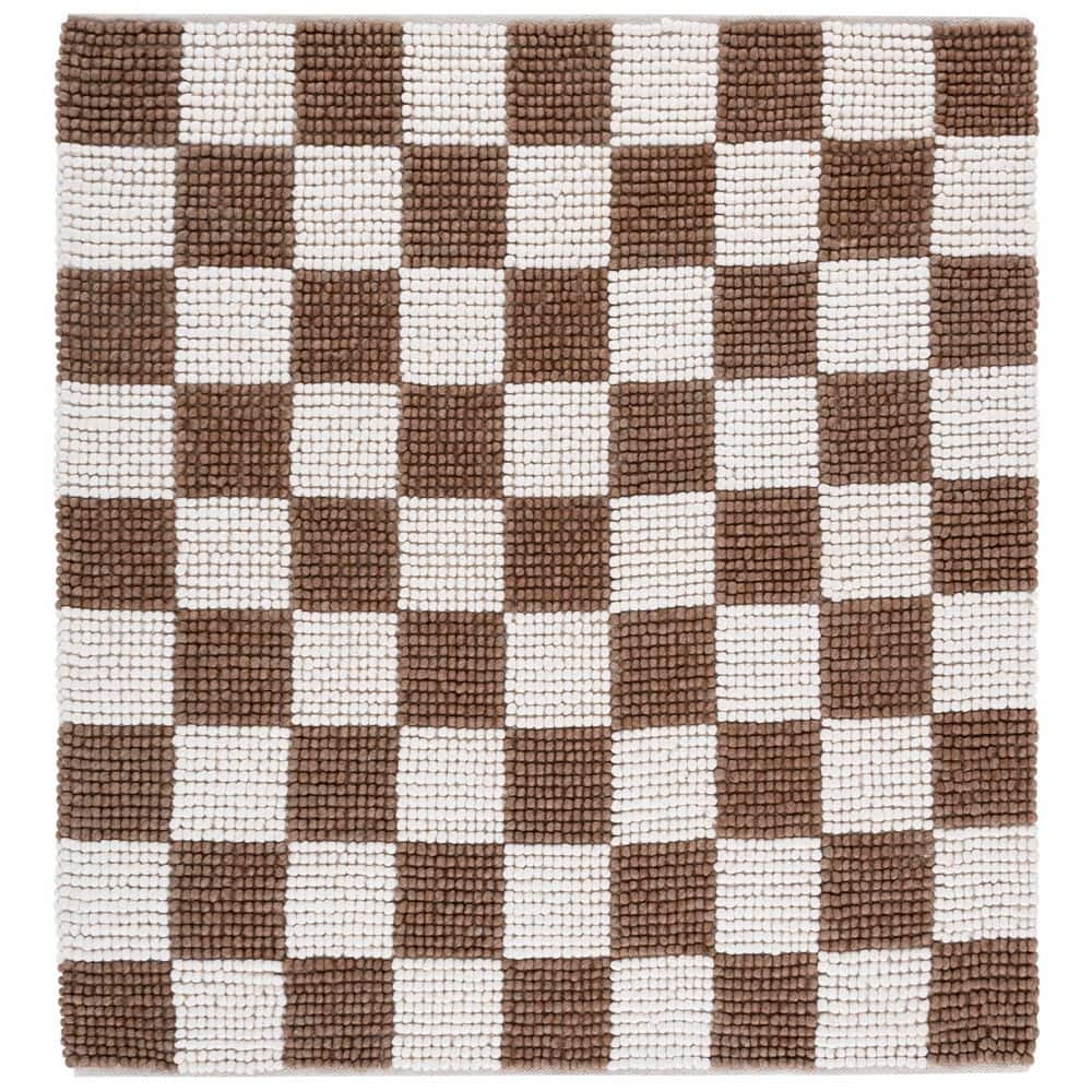 Natura 6 ft. x 6 ft. Brown/Ivory Modern Checkered Square Area Rug price history on PriceWatchPro