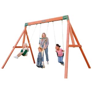 Aviator Wooden Swing Set with Belt Swings and Acrobar