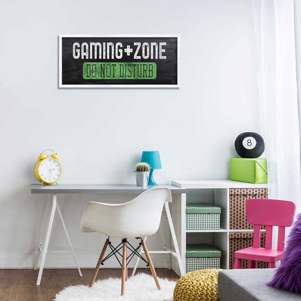 Do Not Disturb Gaming Zone by CAD Designs White Framed Typography Giclee Art Print 13 in. x 30 in.