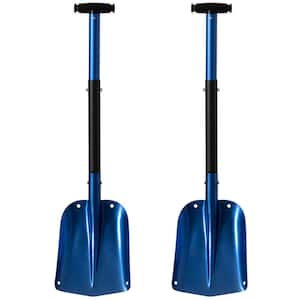32.25 in. Aluminum Handle, Aluminum Snow Shovel, Blade Lightweight Extendable Compact Utility in Blue (Set of 2)