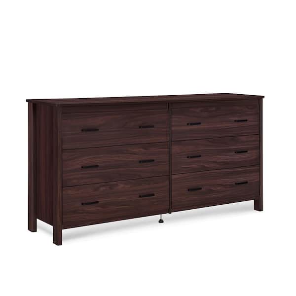 Noble House Sula 6-Drawer Walnut Dresser (31.8 in. H x 60.75 in. W x 16 in. D.)