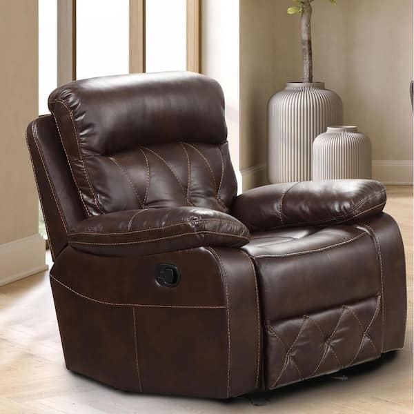 Arabella Faux Leather Brown Manual Recliner Chair with Glide