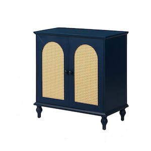 31.50 in. W x 15.70 in. D x 32.30 in. H Antique Blue Linen Cabinet for Bathroom with Doors and Shelves