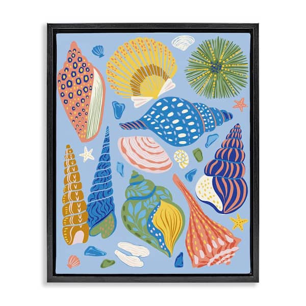 Stupell Industries Summer Fun Seashells by Arrolynn Weiderhold Black Floater Frame Coastal Graphic Art Print 21 in. x 17 in.