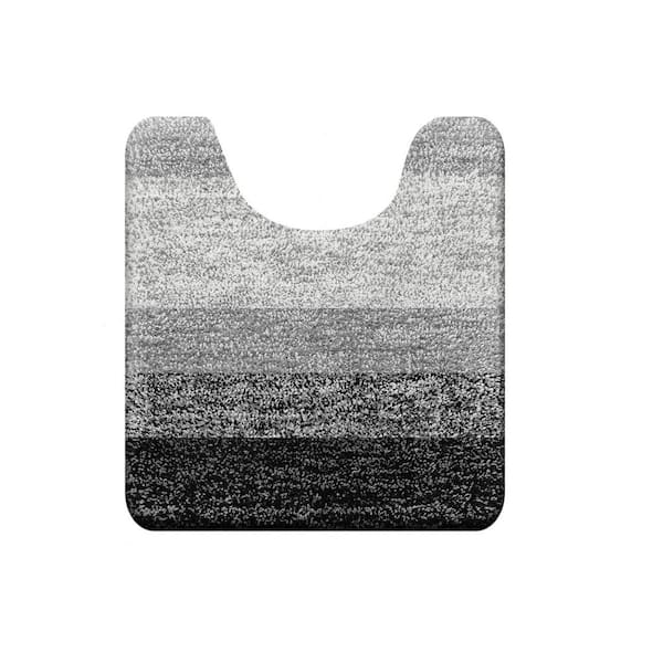 Afoxsos 24 in. x 20 in. Black Stripe Microfiber Rectangular Contour Bath Rugs
