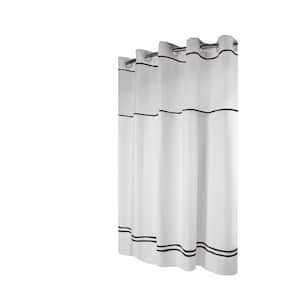 Monterey 71 in. W x 74 in. L Polyester Shower Curtain in White/Black