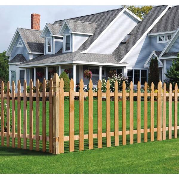 3 1 2 Ft X 8 Ft Cedar Spaced French Gothic Fence Panel 318736 The Home Depot 3 1 2 Ft X 8 Ft Cedar Spaced French Gothic Fence Panel 318736 The Home Depot