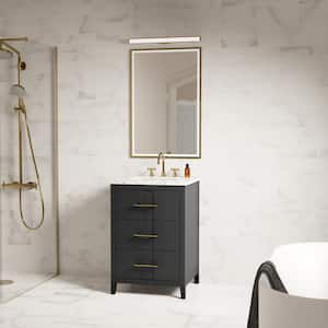 Emblem 24 in. W x 21 in. D x 34 in. H Single Sink Bath Vanity in Black with Carrara Marble Top and Ceramic Basin