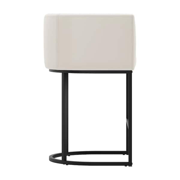 Jessica 26 in.Linen Modern Counter Bar Stool Fabric Upholstered Barrel Counter Stool with Metal Frame Set of 3