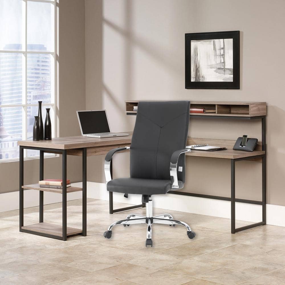 Black High-Back Leather Executive Swivel Office Chair