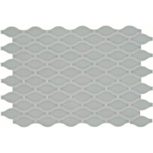 Unbranded Morning Fog Ogee Gray 11.22 in. x 14.37 in. x 8 mm Glossy Ceramic Mosaic Tile (1.12 sq. ft.)