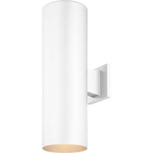 Large 2-Light White Aluminum Integrated LED Indoor/Outdoor Wall Mount Cylinder Light/Wall Sconce