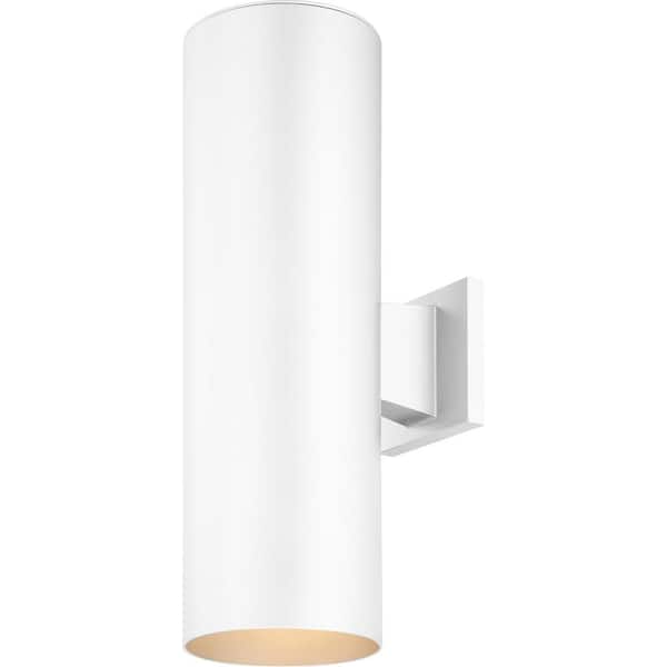 Volume Lighting Large 2-Light White Aluminum Integrated LED Indoor/Outdoor Wall Mount Cylinder Light/Wall Sconce