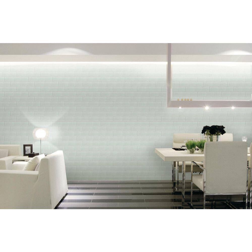 Wisper White Glossy 3x13 Polished Glass Subway Tile
