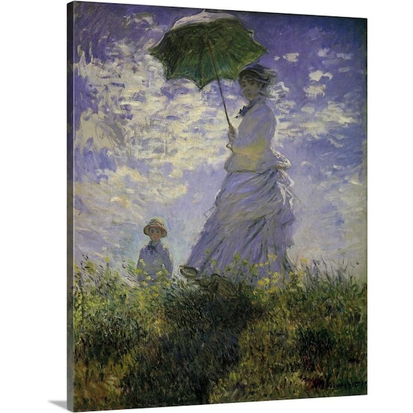 "Woman with Parasol" by Claude Monet Canvas Wall Art 1936005_24_16x20 - The Depot