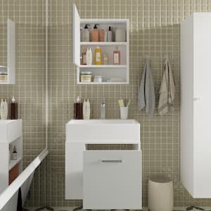 20.5 in. W x 14.2 in. D Single Sink Bath Vanity Cabinet in White, Ceramic Vanity Top, Mirror Medicine Cabinet