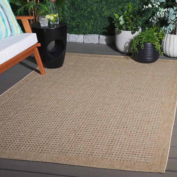 Sisal Performance 8 ft. x 10 ft. Natural/Beige Geometric Checkered Area Rug