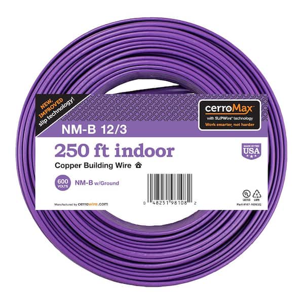 Cerrowire 250 ft. 12/3 Purple Solid CerroMax SLiPWire Copper NM-B Wire