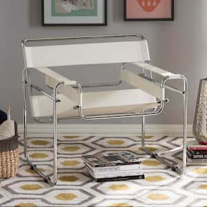 Jericho White Faux Leather Upholstered Accent Chair