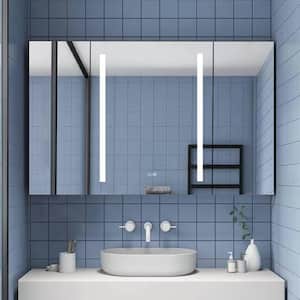 40 in. W x 30 in. H Rectangular Black Surface Mount Bathroom Medicine Cabinet with Mirror Double Door Defogging Dimmer