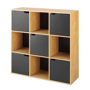 Cube Storage Organizer 35.4 in. x 35.1 in. x 11.5 in. Honey/Woodgrain Wood 9-Section Cube Storage Organizer