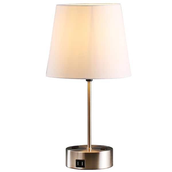 Spitzer 19 in. Brushed Nickel Touch Control Desk Lamp with Charging Outlet and USB Port
