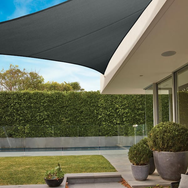 Coolaroo Premium Triangle 16.42 ft. x 16.42 ft. Graphite Shade Sail Kit