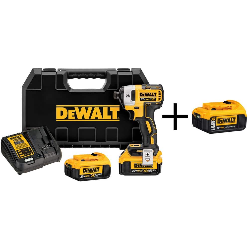 DEWALT 20V MAX XR Cordless Brushless 3-Speed 1/4 in. Impact Driver with (2)  20V 4.0Ah Batteries, 20V 5.0Ah Battery  Charger DCF887M2DCB205 The Home  Depot