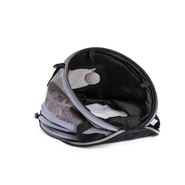 Tatayosi 3-In-1 Foldable Tunnel Pet Travel Carrier Bag Toy Cat Bed with Plush Balls for Indoor Small Cats Puppy, Grey