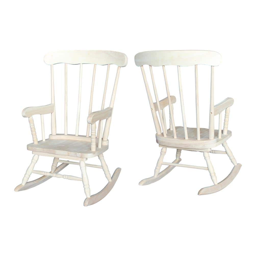 Traditional Unfinished Solid Wood Kids Rocker for Nursery and Playroom