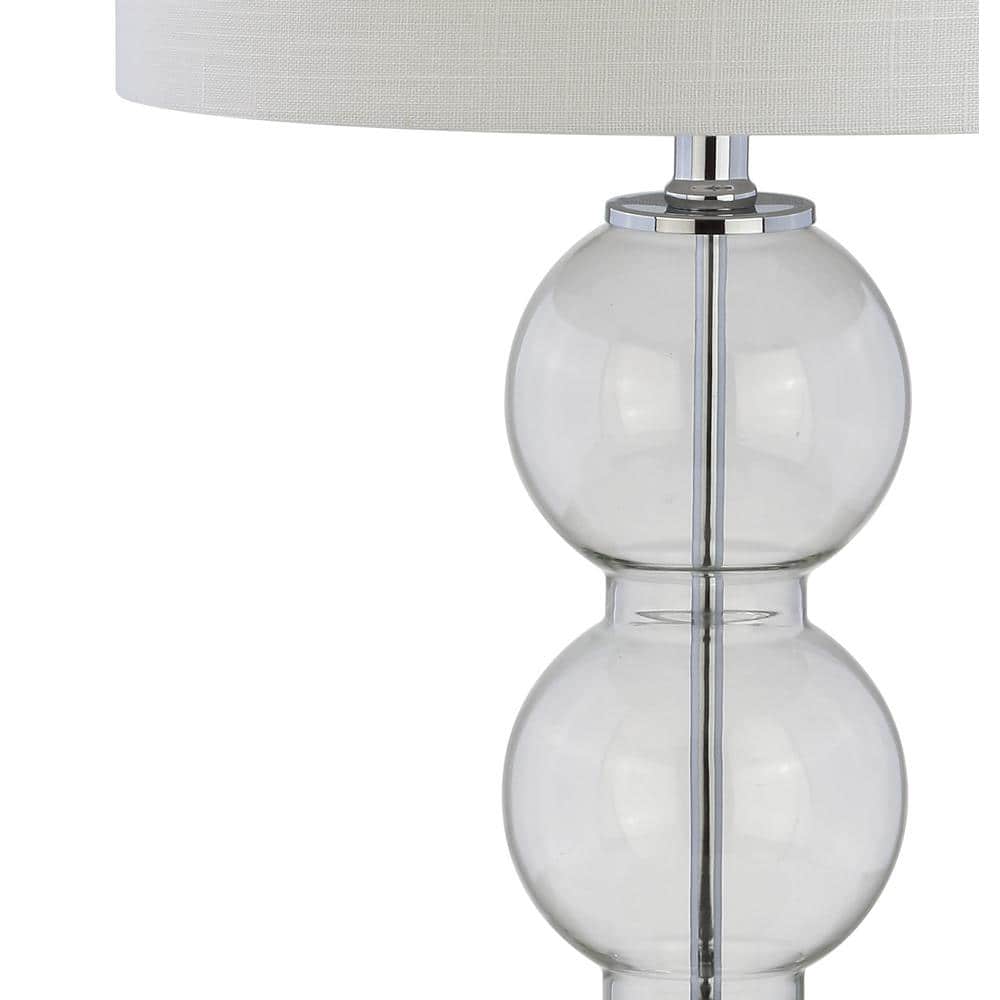 Alexa-Enabled Contemporary White Linen Drum Desk Lamp Set