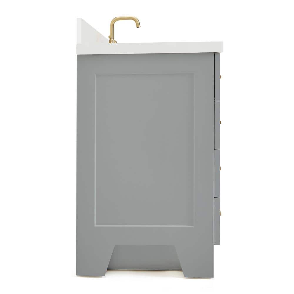 Taylor 55" Gray Painted Freestanding Single Sink Vanity with Brass Hardware