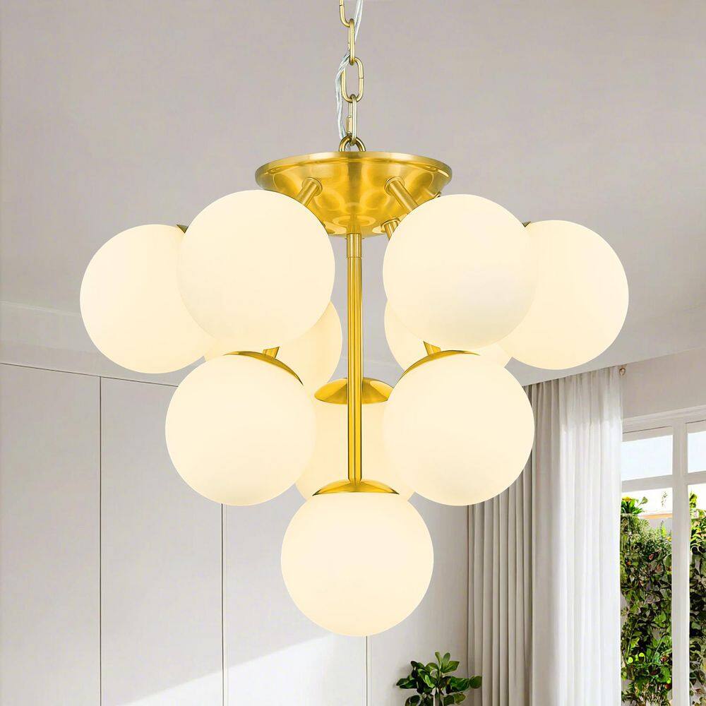 Home Lighting 40w 10Light 17. 32in Modern Gold Glass Semi-Recessed Chandelier Light-For Bedroom & Living Room price history on PriceWatchPro