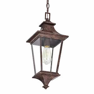 1-Light Tannery Bronze Finish Die-Cast Aluminium Outdoor Pendant Light with Clear Glass