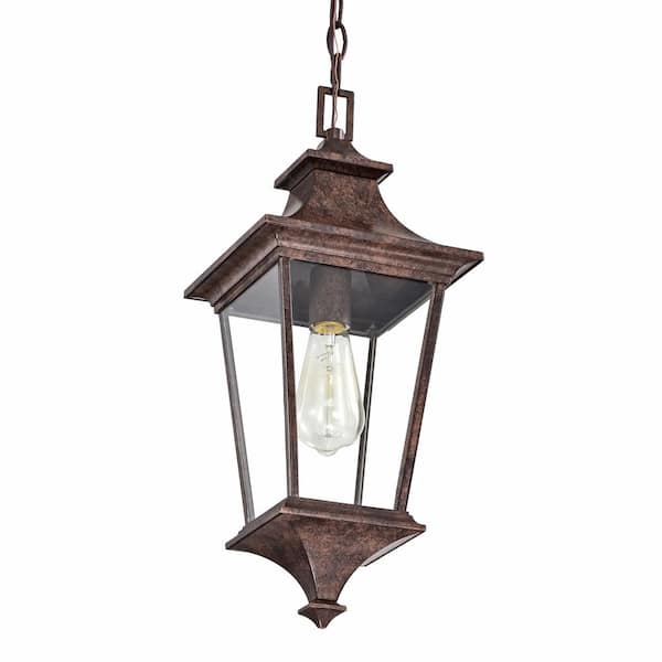 Jushua 1-Light Tannery Bronze Outdoor Pendant Light Sconce with Die-cast Aluminum with Clear Glass