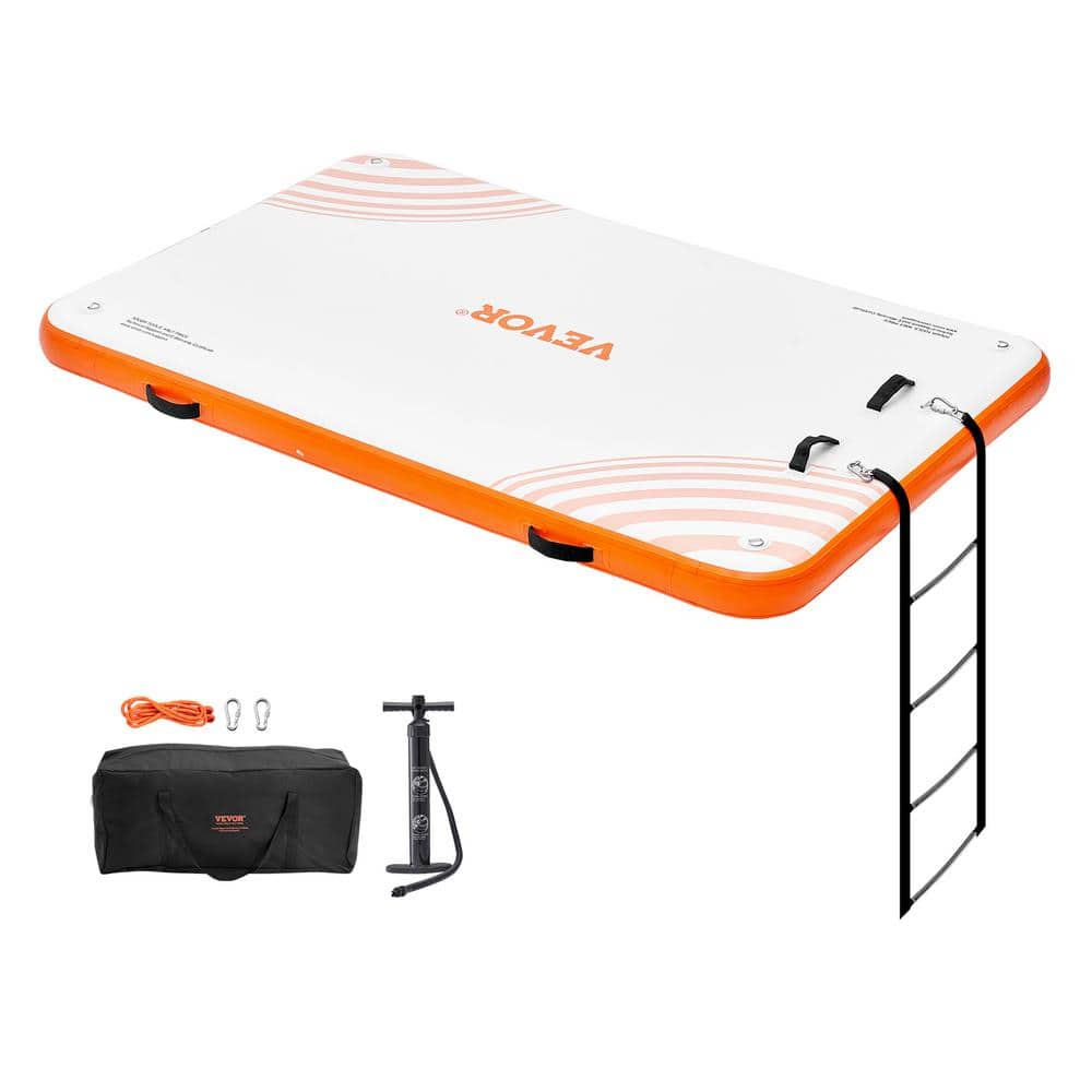 VEVOR 8 x 5FT Orange Inflatable Floating Dock with Ladder