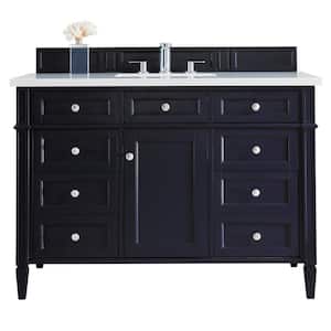 Brittany 48.0 in. W x 23.5 in. D x 34 in. H Bathroom Vanity in Victory Blue with White Zeus Quartz Top