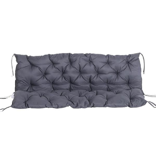 Zeus & Ruta Dark Gray Tufted Bench Cushions for Outdoor Furniture, 3-Seater Replacement Swing Chair, Overstuffed Backrest