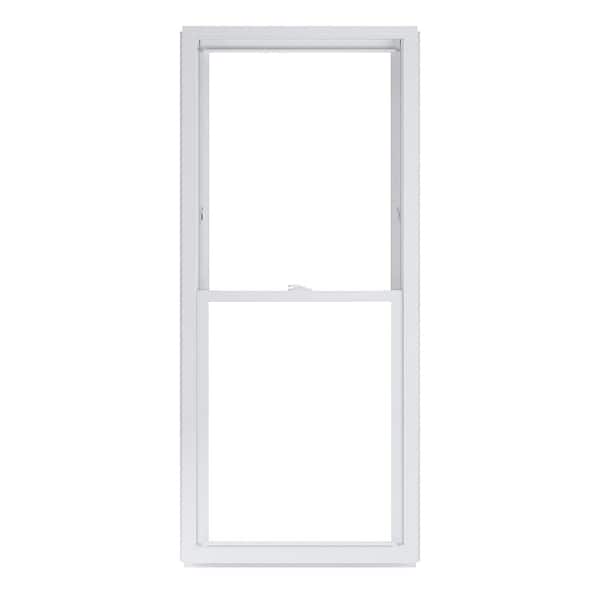 American Craftsman 28 in. x 62 in. 50 Series Low-E Argon SC Glass Double Hung White Vinyl Replacement Window, Screen Incl