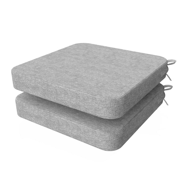 AAAAAcessories 16 in. x 16 in. Indoor Round Square Corner Removable Non-slip Chair Cushion in Light Gray (2-Pack)