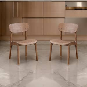 Dark Brown Dining Chair with Curved Seat and Splayed Legs (Set of 2)