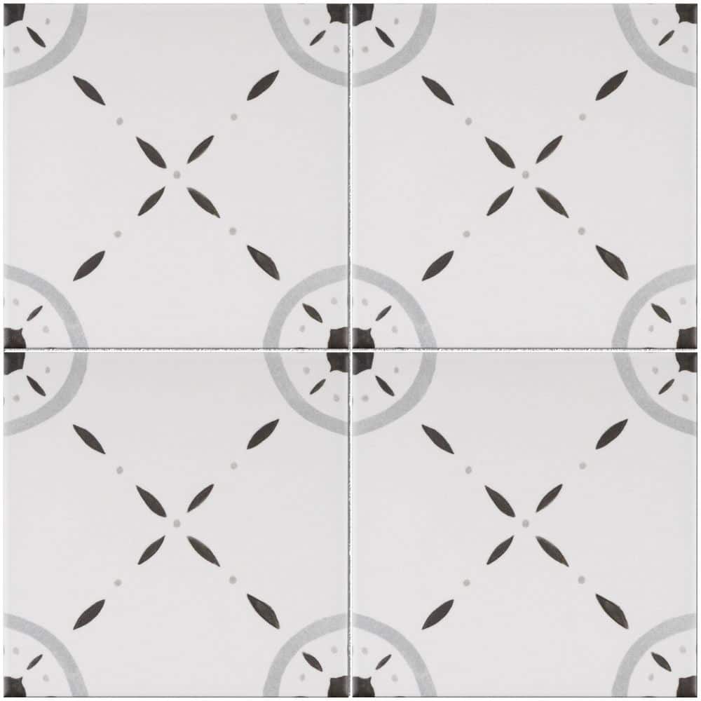 MOLOVO Seasons Midnight Black Square 5.9 in. x 5.9 in. Matte Porcelain ...