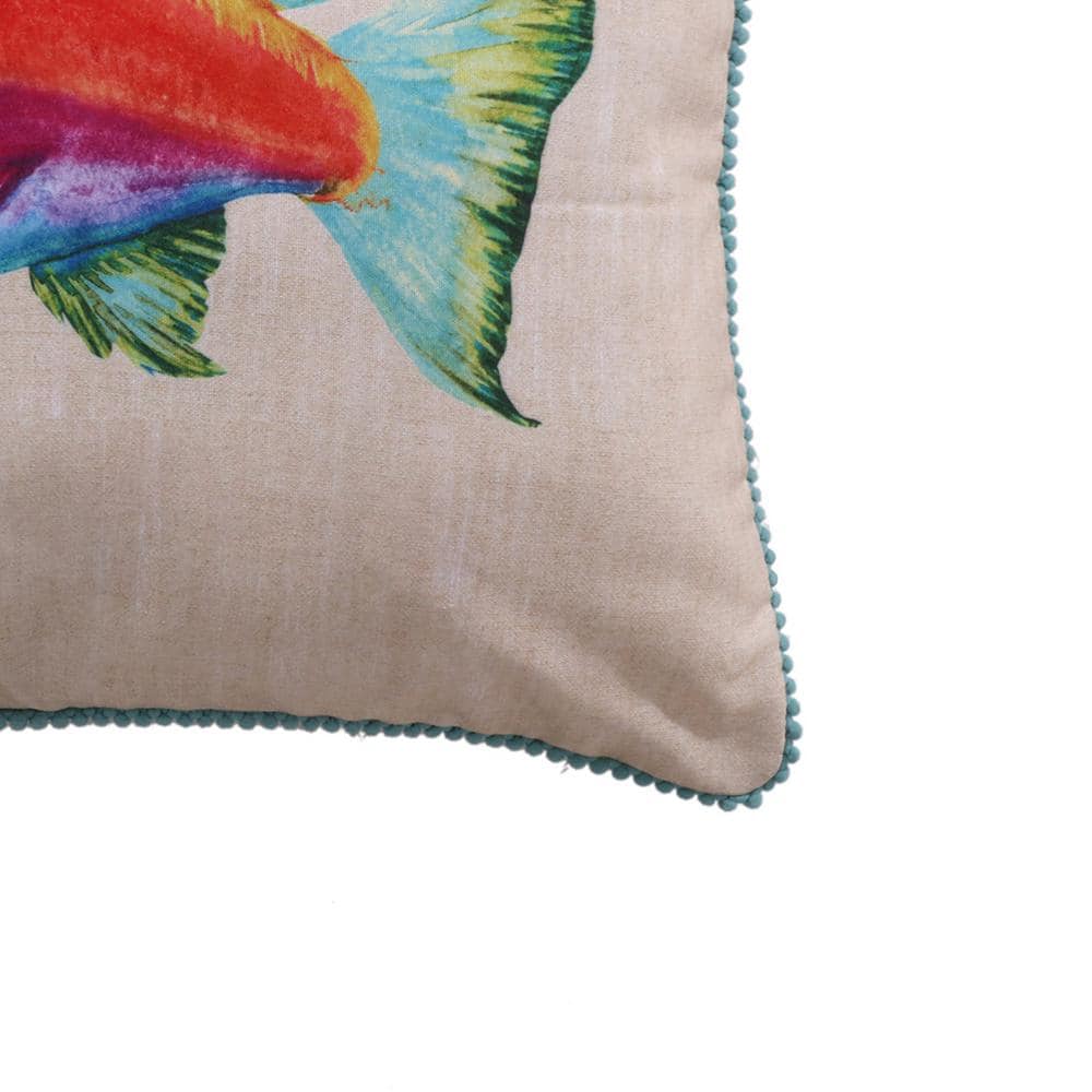Multi-Colored Fish Embroidered Nautical Throw Pillow