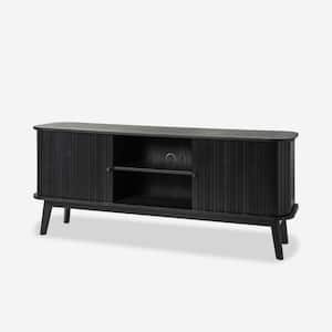 Gene Black Solid Wood TV Stand for TVs up to 65 in. with Adjustable Shelf