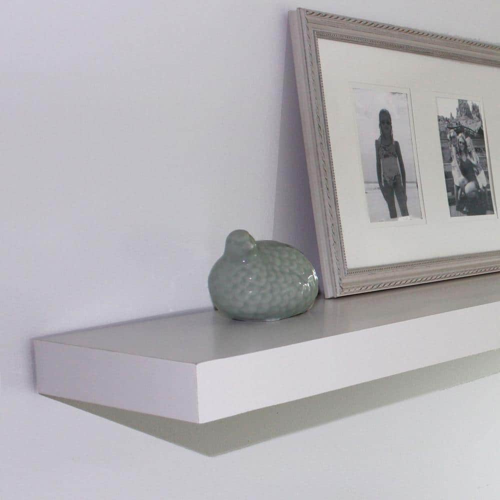 White MDF Floating Wall Shelf with Hidden Bracket, 36" x 10"